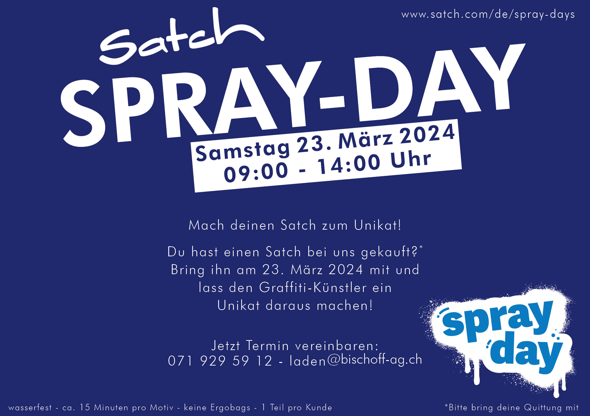 Thek Days Spezialpreise für Schülerthek im März Satch Sprayday